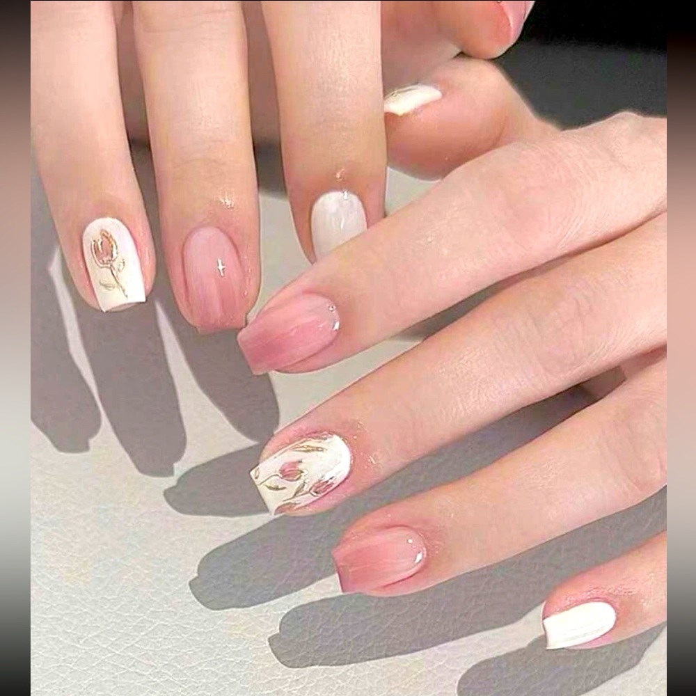💐3/$12 Spring Floral Pink Square Press On Nails